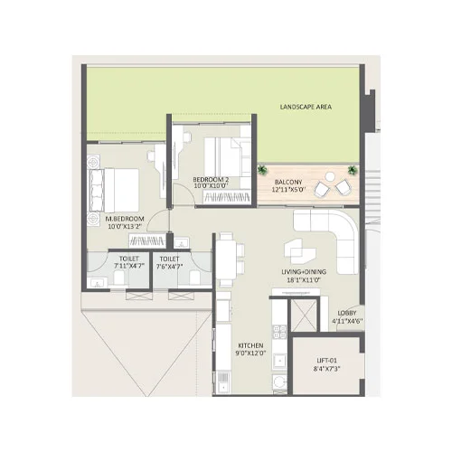 Rohit Astera Punawale 2 BHK Floor Plan Image