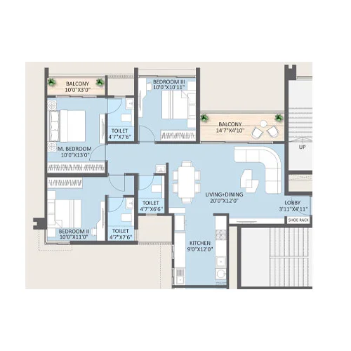Rohit Astera Punawale 3 BHK Floor Plan Image